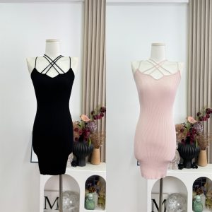 FAY Cross V-Neck Bodycon Cami Dress
