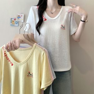 2026 Summer Plus Size Women's Cartoon Print Short Sleeve T-Shirt - Style ca19fa