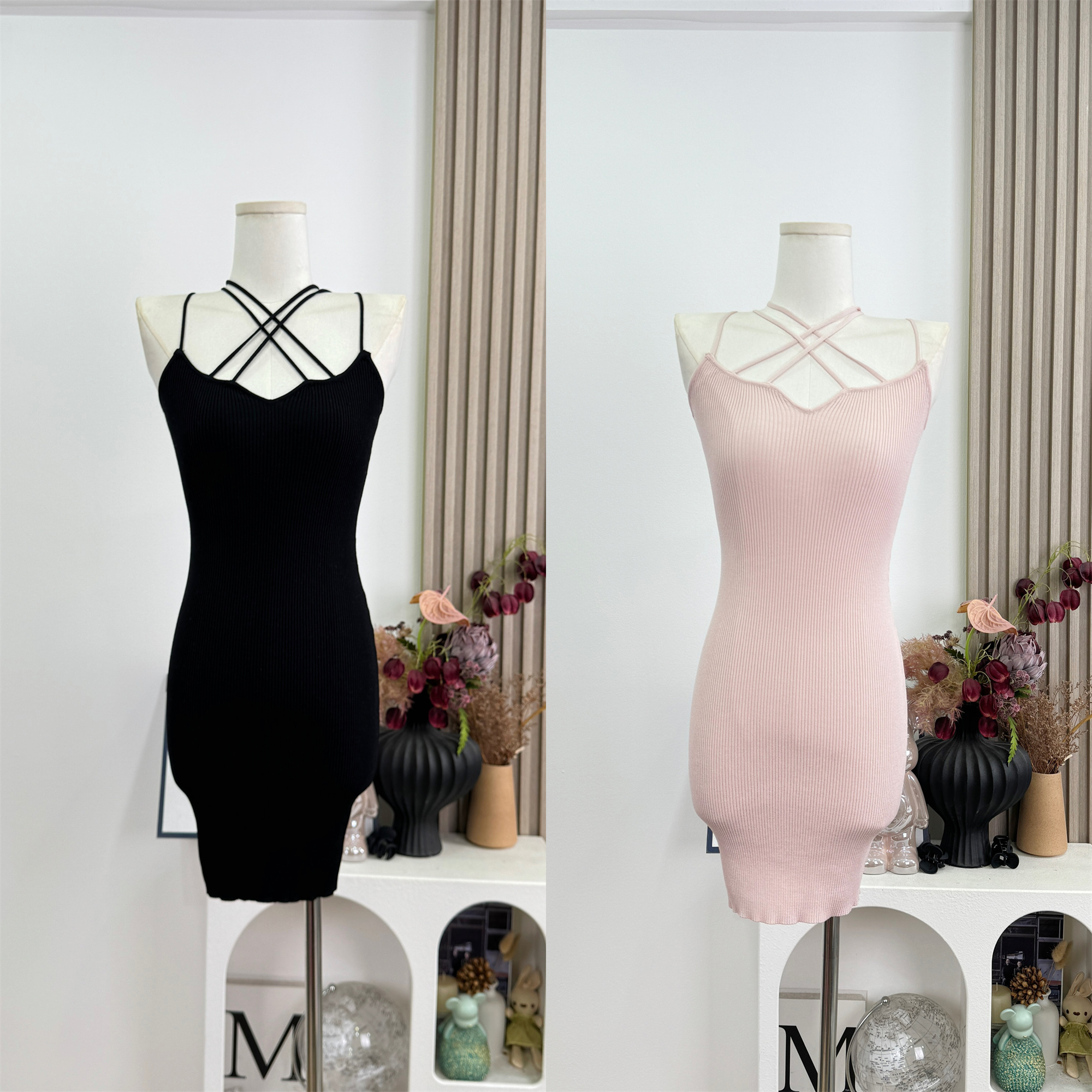 FAY Cross V-Neck Bodycon Cami Dress