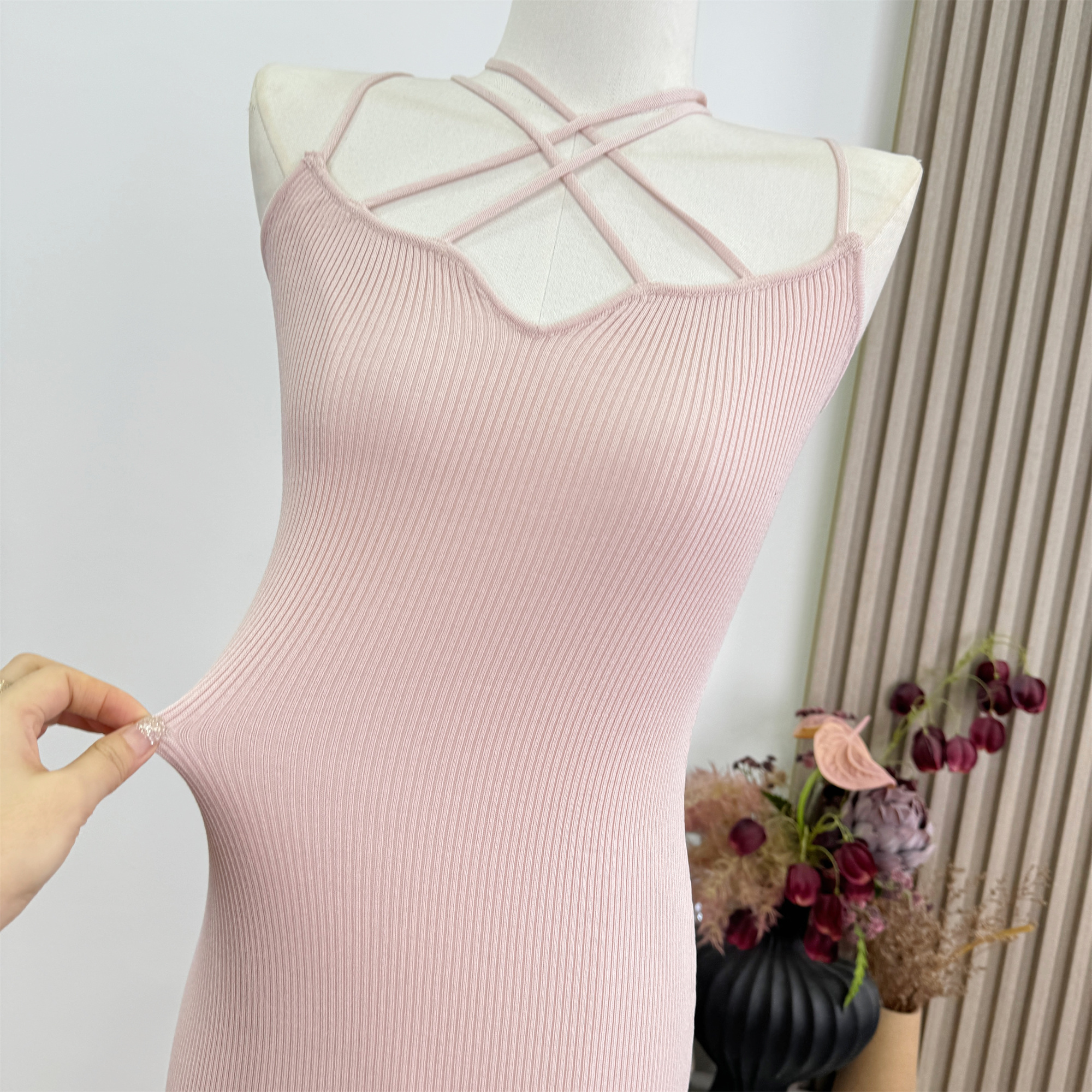 FAY Cross V-Neck Bodycon Cami Dress - Image 3