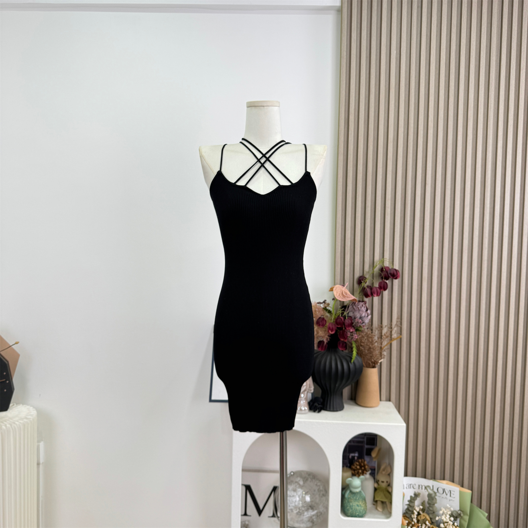 FAY Cross V-Neck Bodycon Cami Dress - Image 4