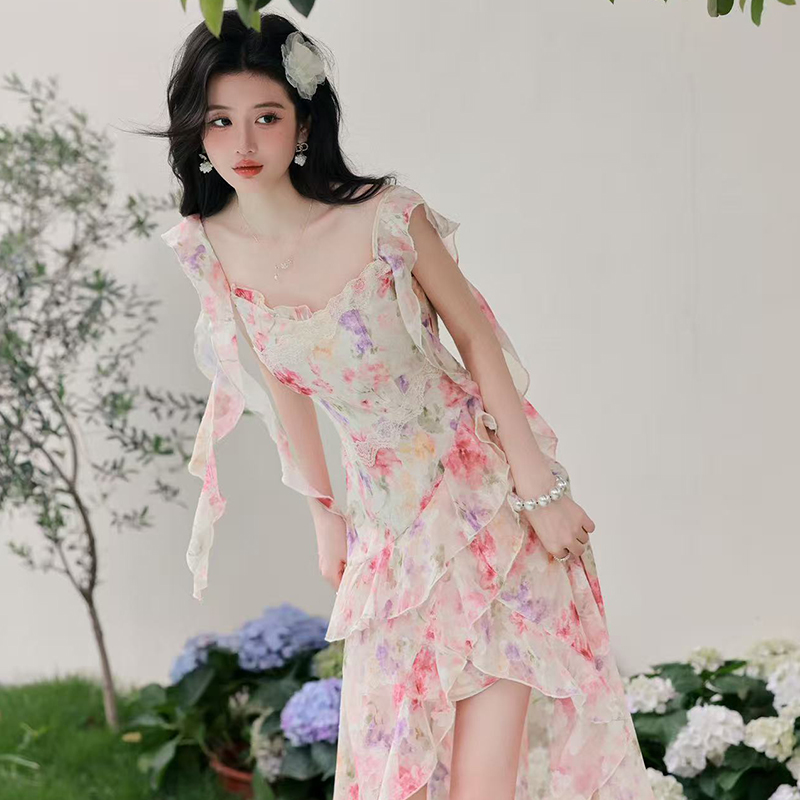 French Style Floral Print Sleeveless Fairy Maxi Dress for Women Summer 2026 - Image 3
