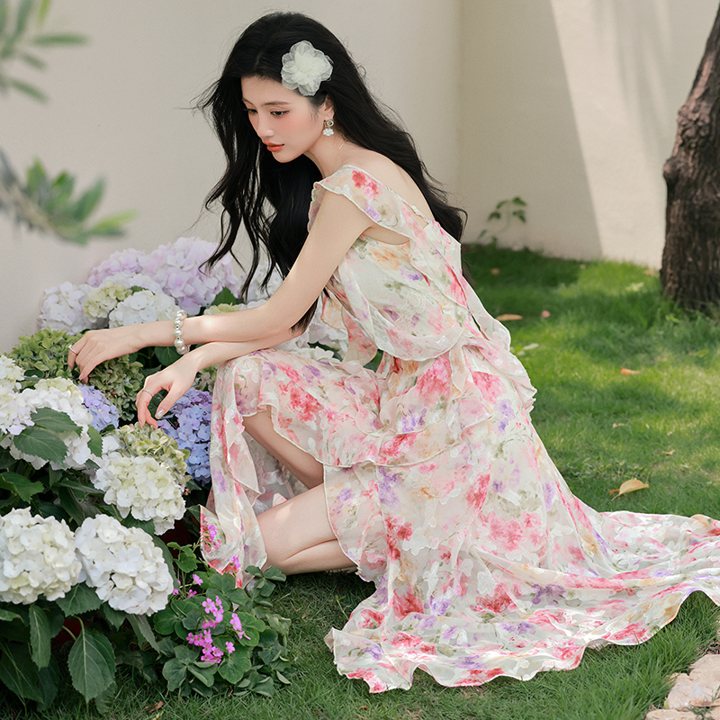 French Style Floral Print Sleeveless Fairy Maxi Dress for Women Summer 2026 - Image 4