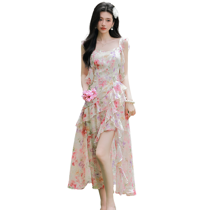 French Style Floral Print Sleeveless Fairy Maxi Dress for Women Summer 2026 - Image 5