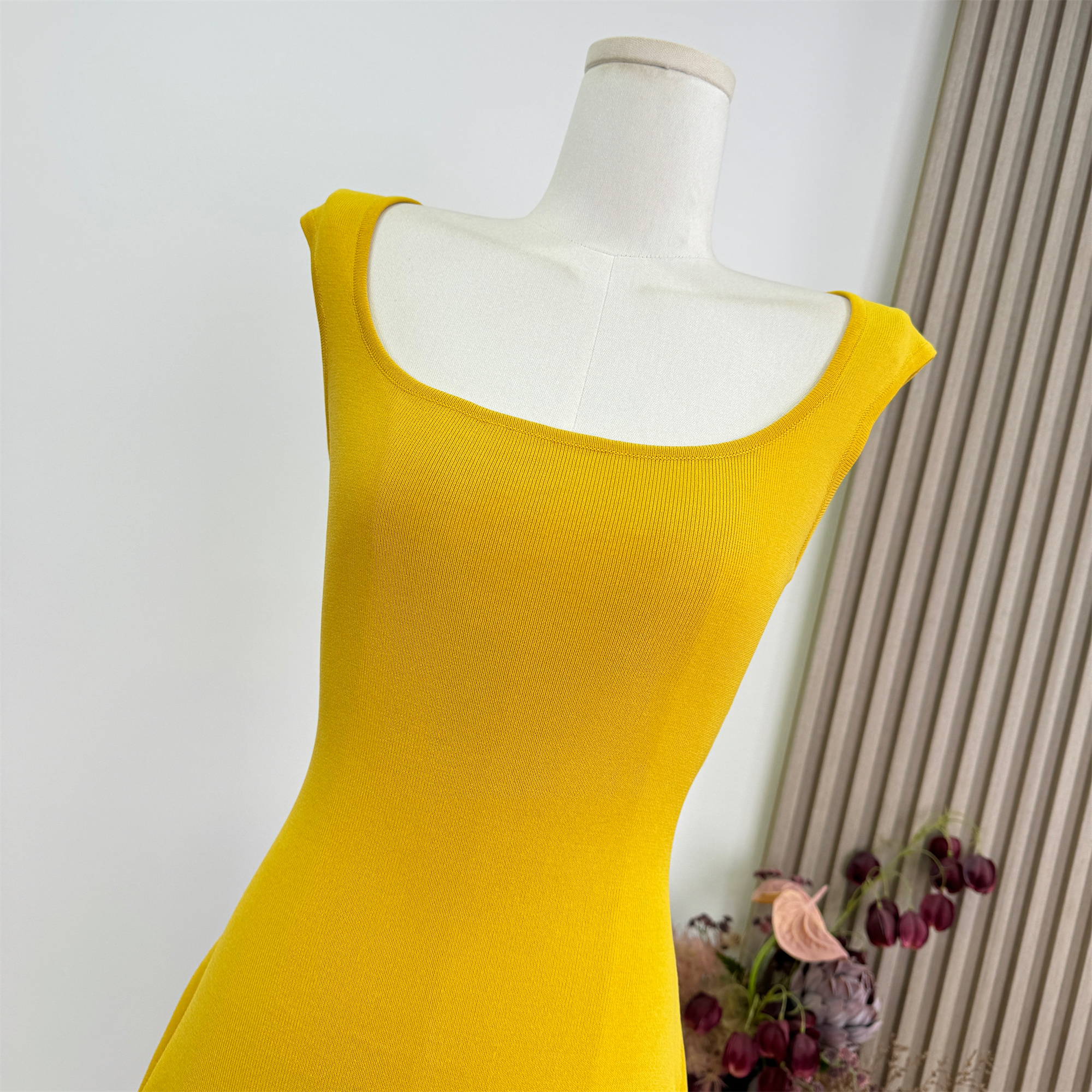 Ginger Yellow Bodycon Knitted Dress Slim Fit Sweet Hot Style Women - Image 2