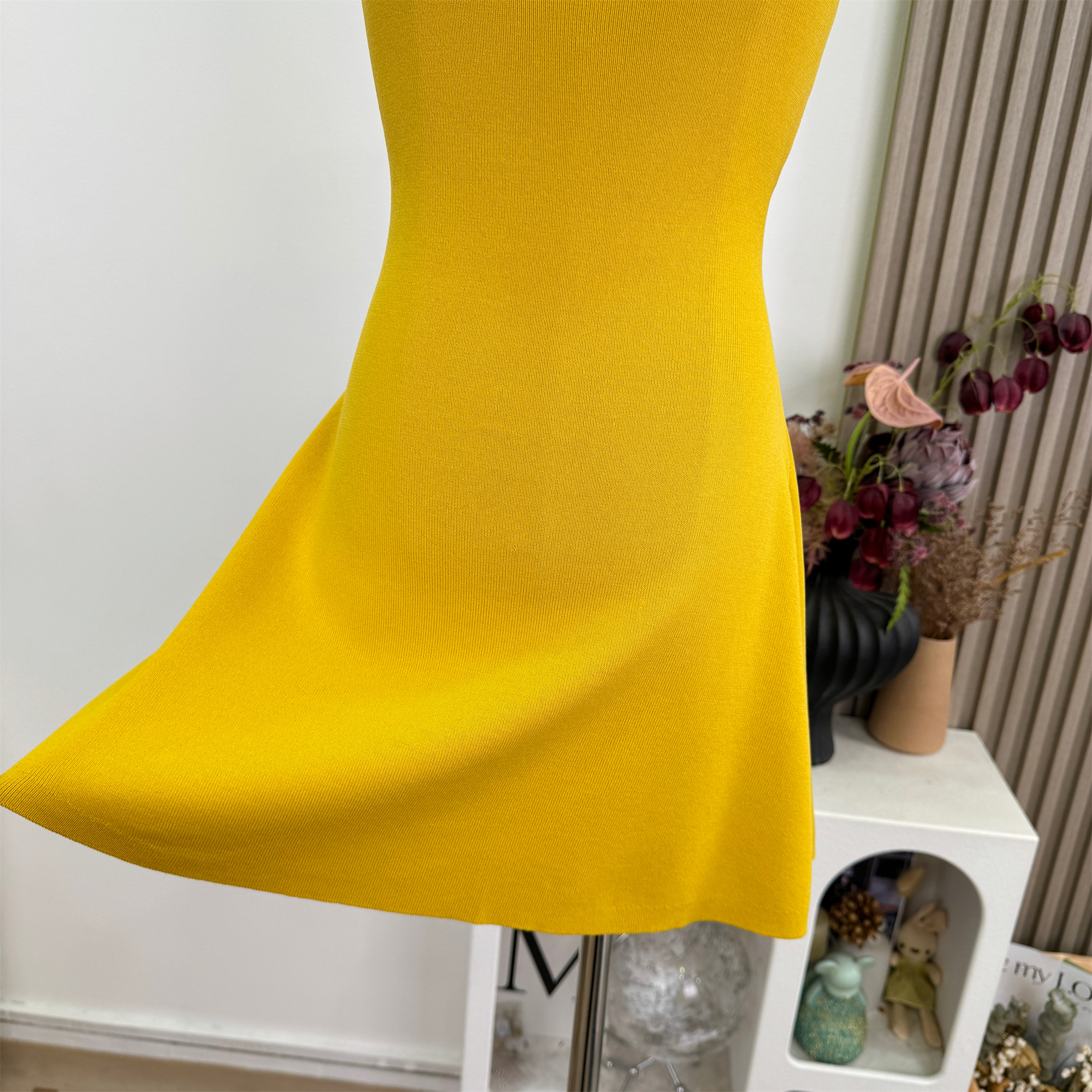 Ginger Yellow Bodycon Knitted Dress Slim Fit Sweet Hot Style Women - Image 3