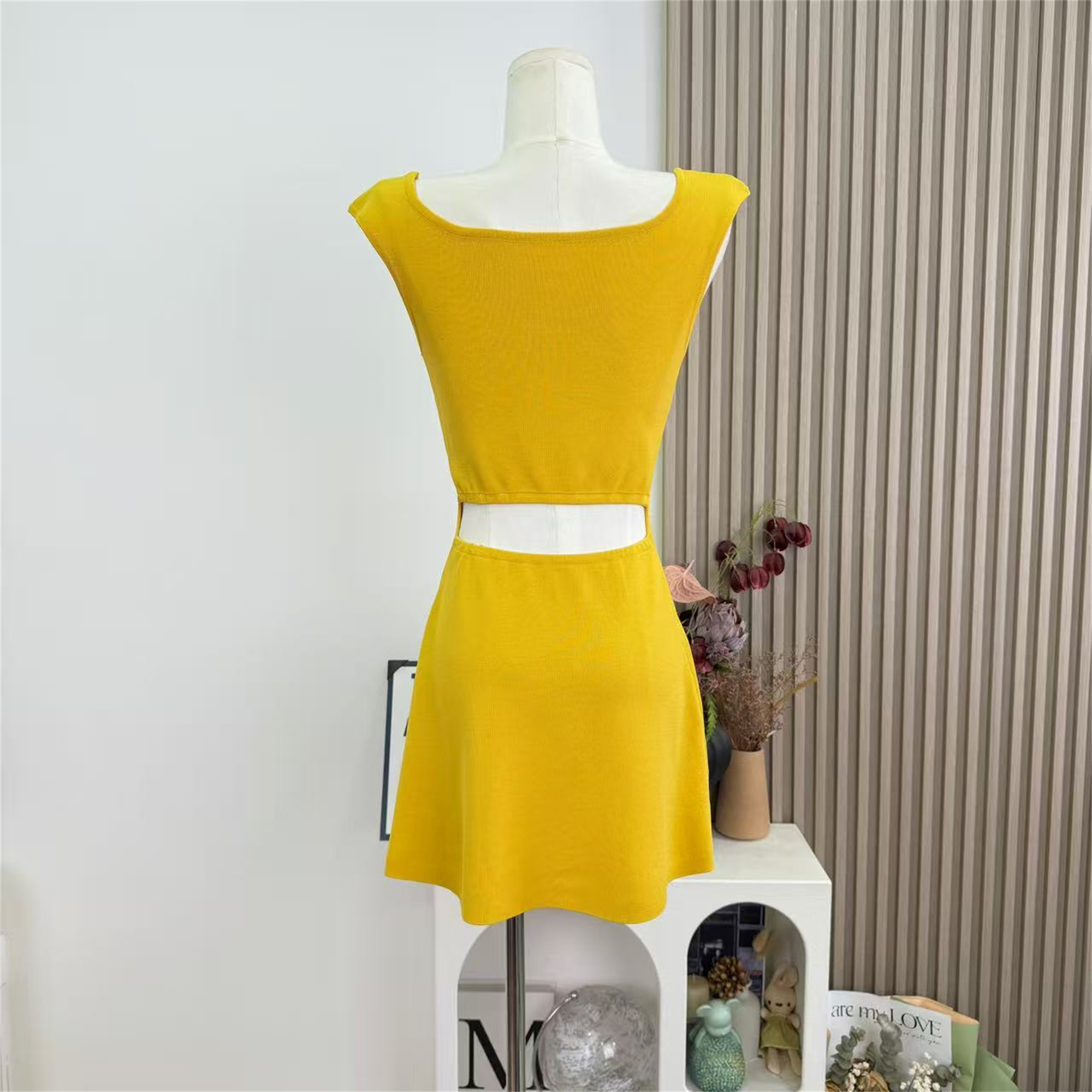 Ginger Yellow Bodycon Knitted Dress Slim Fit Sweet Hot Style Women - Image 4