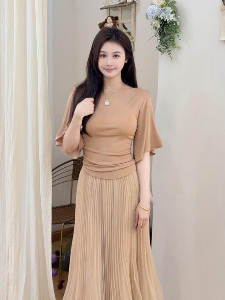 Korean Style One-Shoulder Knit Top for Women 2026 Summer Slimming Short Sleeve - Style 5b7b39