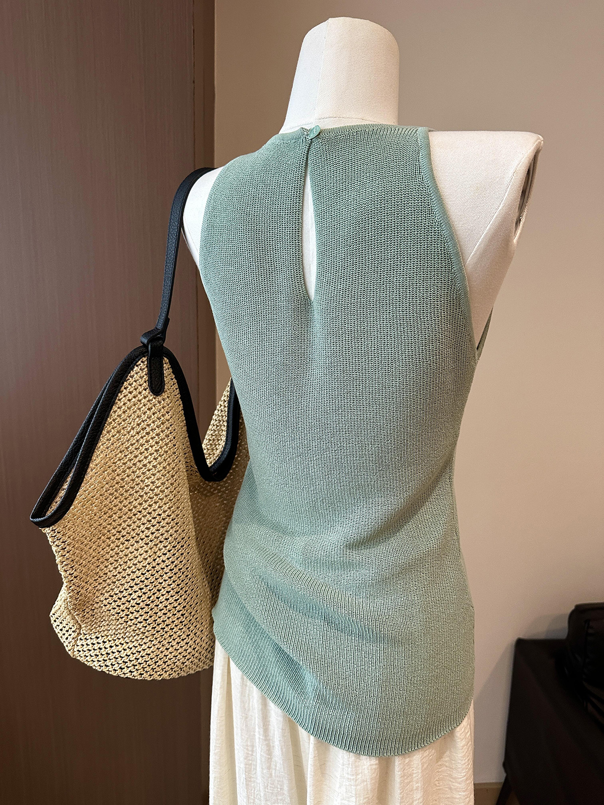 Korean Style Open Knit Linen Tank Top Women Summer New Slimming Sleeveless Vest - Image 3