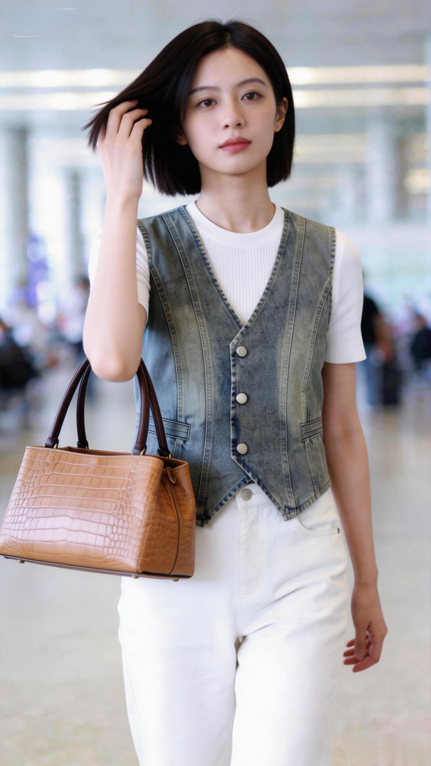 Korean Style Retro Denim Vest for Women - Blue Button-Up Sleeveless Jacket - Image 4