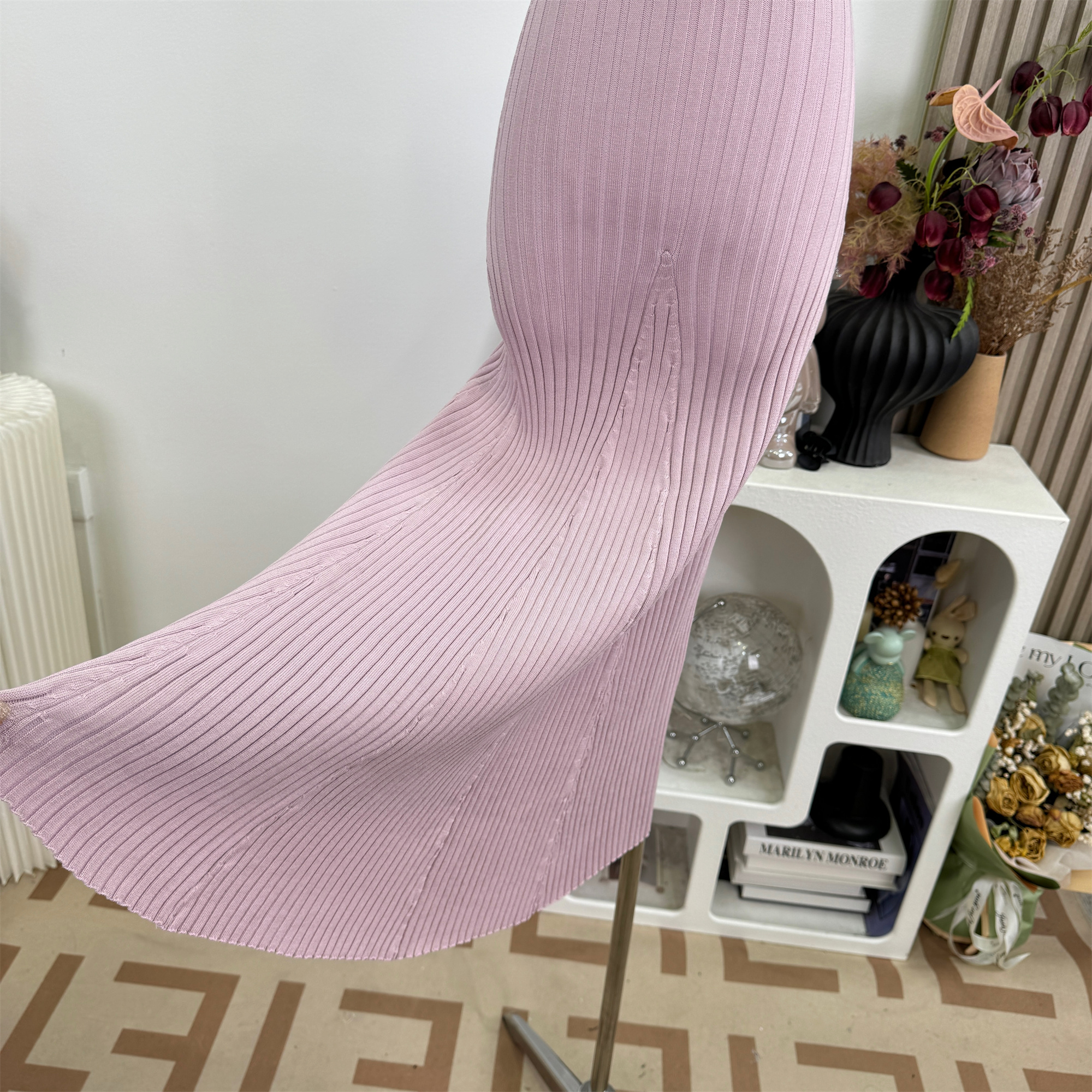 Off-Shoulder Knit Bodycon Dress for Women Slimming Summer Long Dress - Image 3
