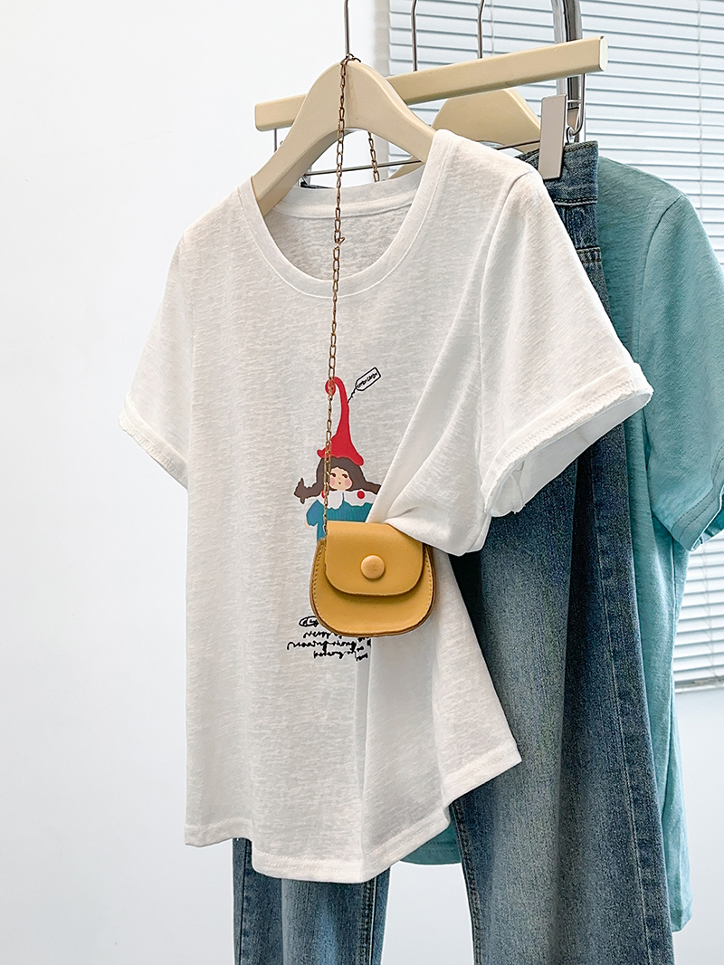 Plus Size Women's Summer 2026 Cartoon Print Loose Slimming Short Sleeve T-Shirt - Image 2