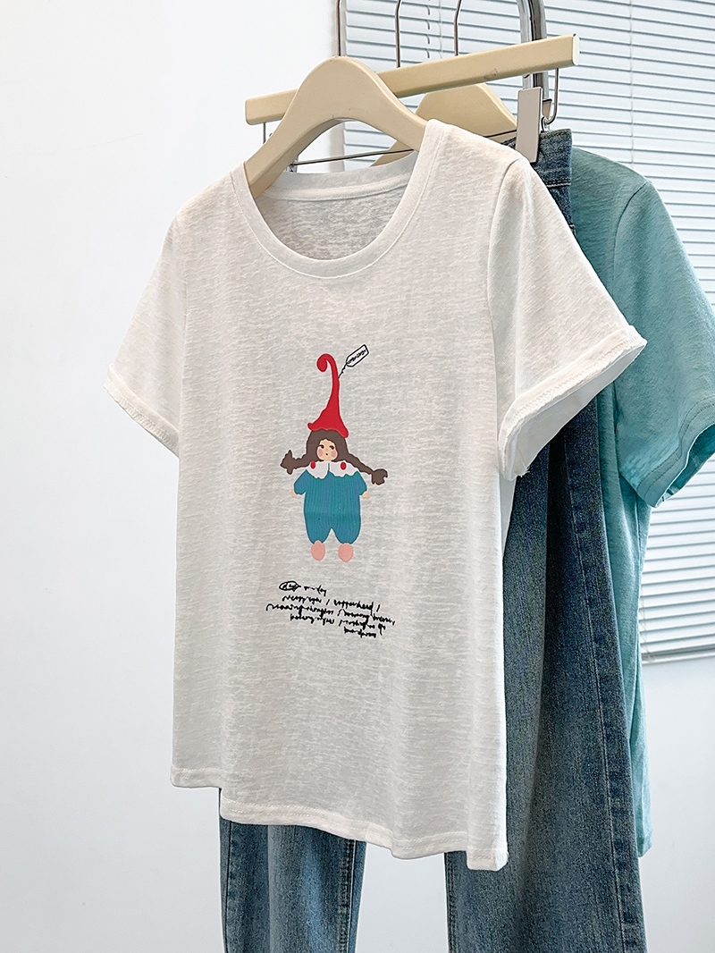 Plus Size Women's Summer 2026 Cartoon Print Loose Slimming Short Sleeve T-Shirt - Image 4
