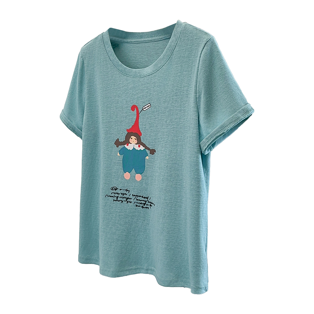 Plus Size Women's Summer 2026 Cartoon Print Loose Slimming Short Sleeve T-Shirt - Image 5