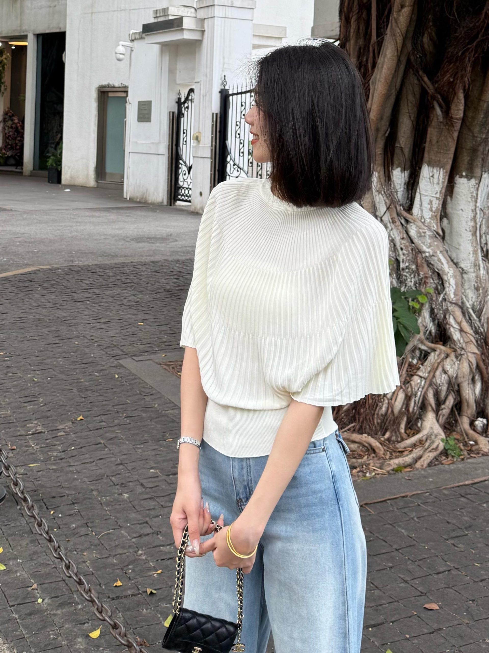 Summer Korean Style Slimming Pleated Solid Ice-Feel Top - Style f6b01c - Image 3