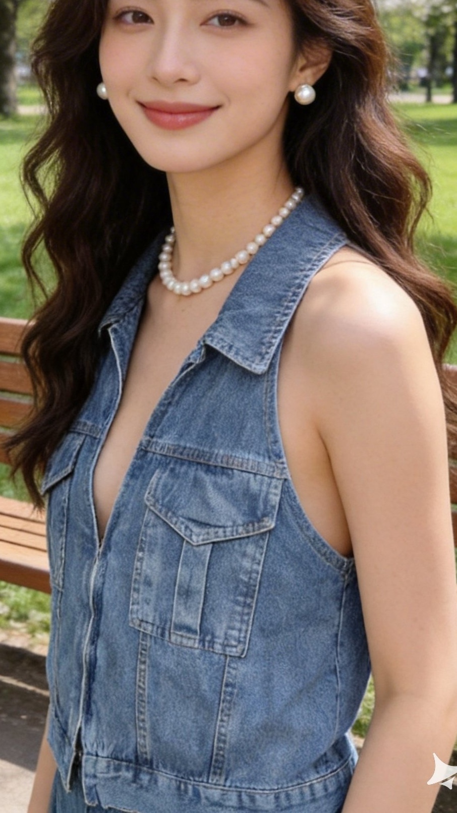 Women's American Style Denim Crop Top with Lapel and Halter Neck Backless Design - Image 4